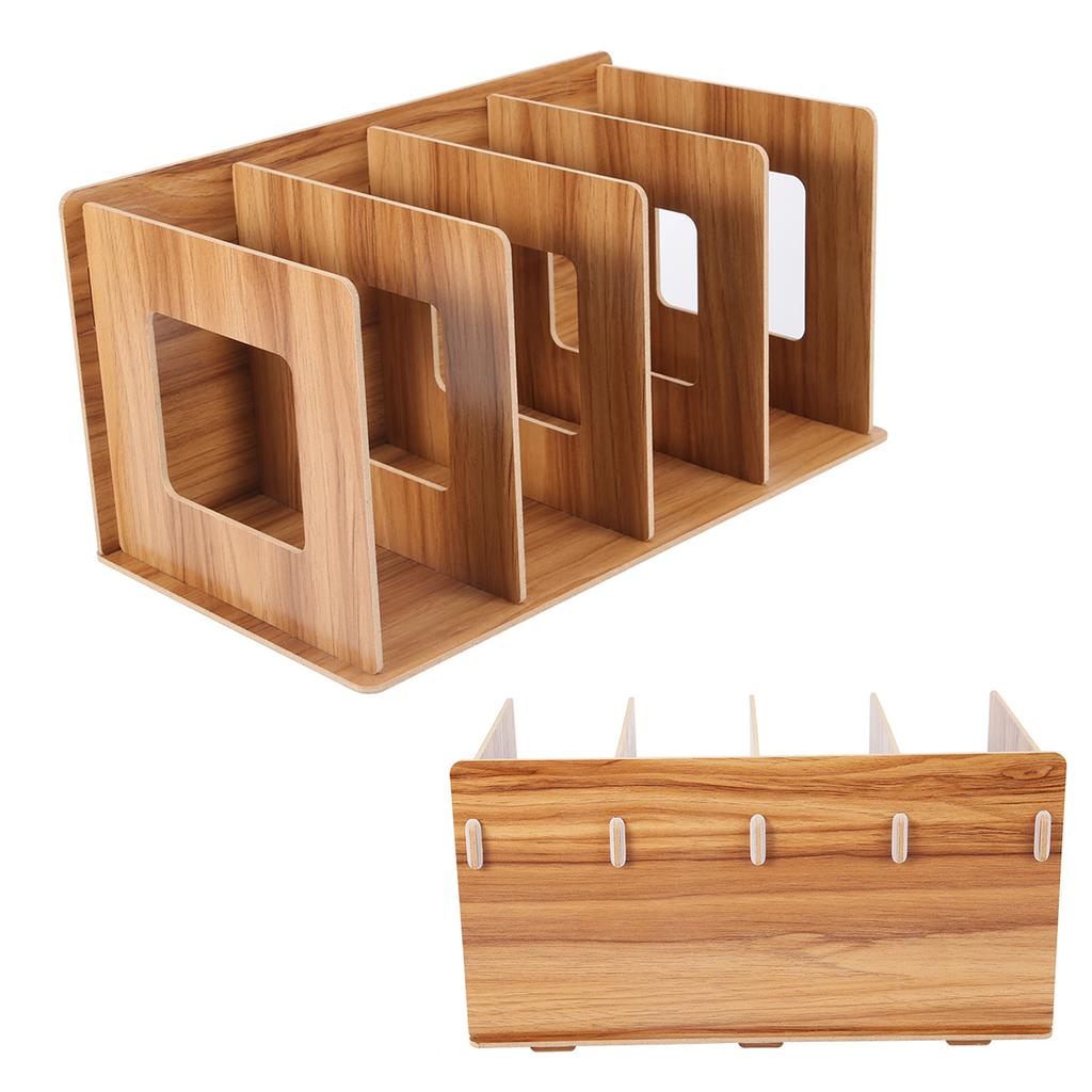 Wooden DIY Desktop Bookshelf Rack Books DVD Storage Magazine Holder for Students Kids Adult #02