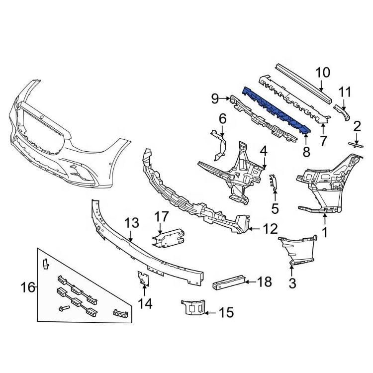 Front Bumper Bracket for Mercedes-Benz W223 S-Class (2238851400/8100/1500)