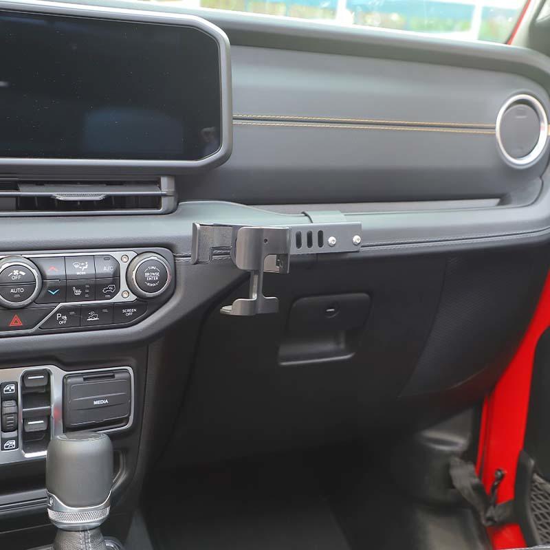 Auto Metall Co-pilot Griff Wasser Tasse Halterung Unterstützung Stehen Für Jeep Wrangler JL Für JT Gladiator 2024 Up auto Innen Zubehör