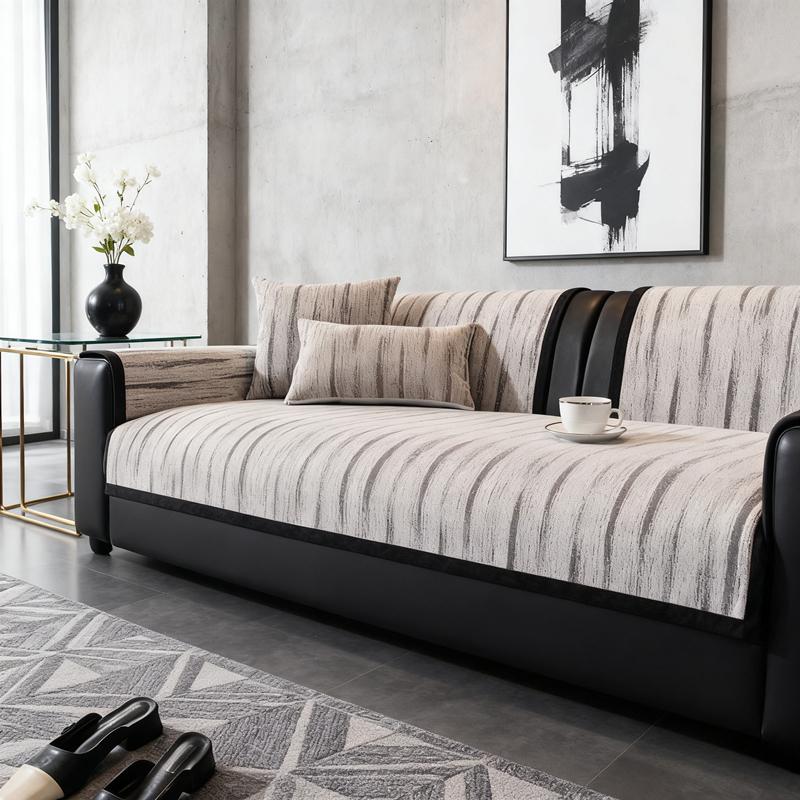 Elegant Woven Fabric Chenille Sofa Blanket Unicolor Sofa Topper Four Seasons Adjustable Couch Pad For Den Grippy Couch Pillow Home