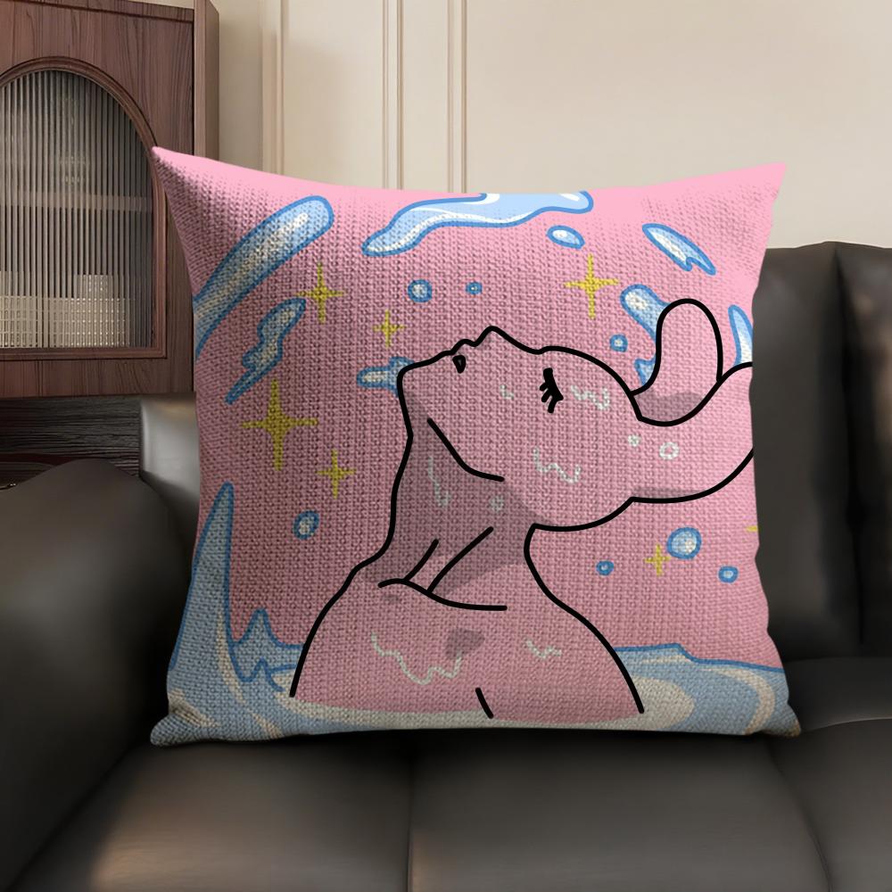 Cartoon OOpanchu Usagi Cushion Cover Natural Linen Organic Fabric DoubleSided Printing Sofa Home Decor Gift Pillow Case