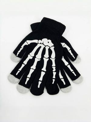 New Men's Warm Gloves Autumn and Winter Finger Knitting Gloves Fashion Skull Hand Pattern Gloves