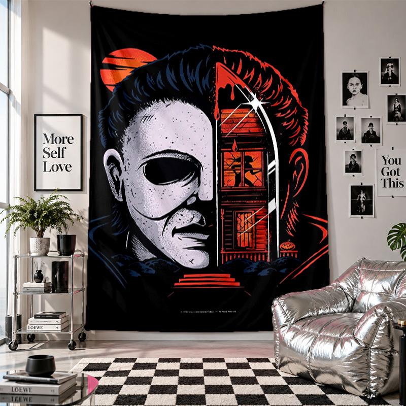 Wall TapestryHalloween Michael Myers Art Hanging Cloth Decorative Background Cover for Room Decoration