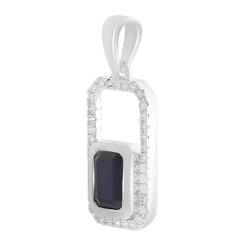 Серебряная подвеска с сапфиром 1.627ct, фианитами (2202509)
