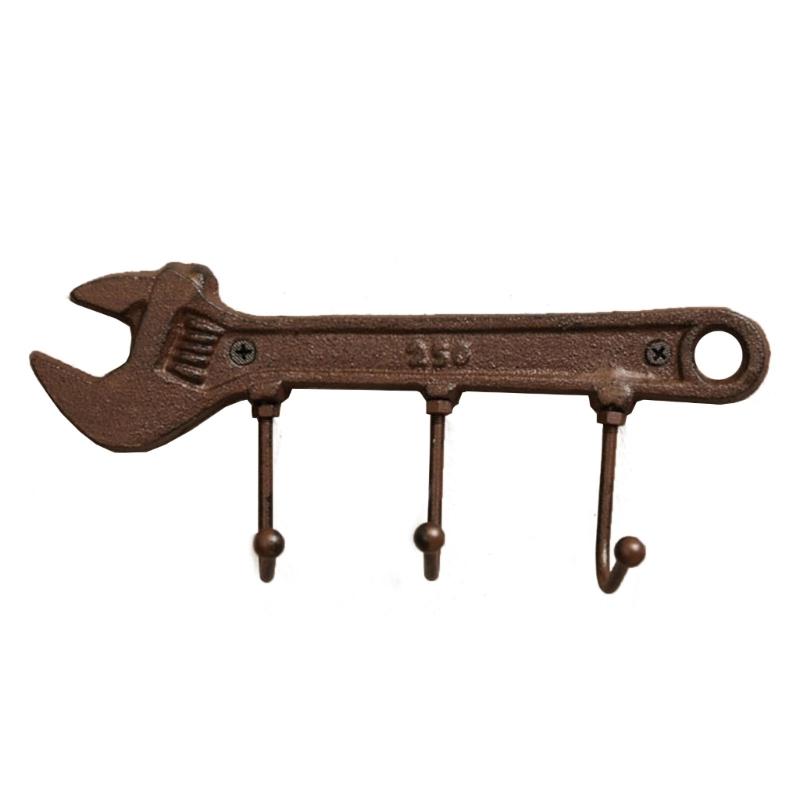 

Винтажный индустриальный крюк-вешалка в виде молотка и гаечного ключа из кованого железа, предметы для украшения дома, спальни, гостиной