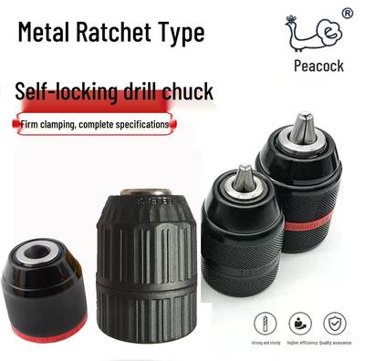 Metalowy i plastikowy uchwyt wiertarski z zapadką Peacock, dokręcany ręcznie
