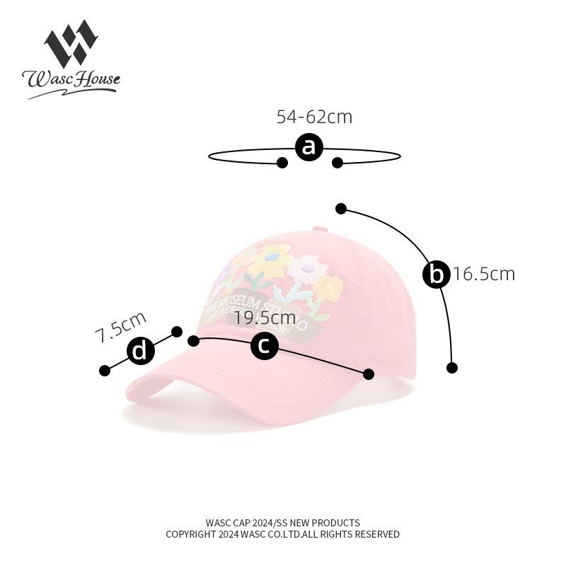 Korean Five-pot Flower Embroidery Baseball Cap Female Couple Soft Top Street Shade Sunscreen Cap Male