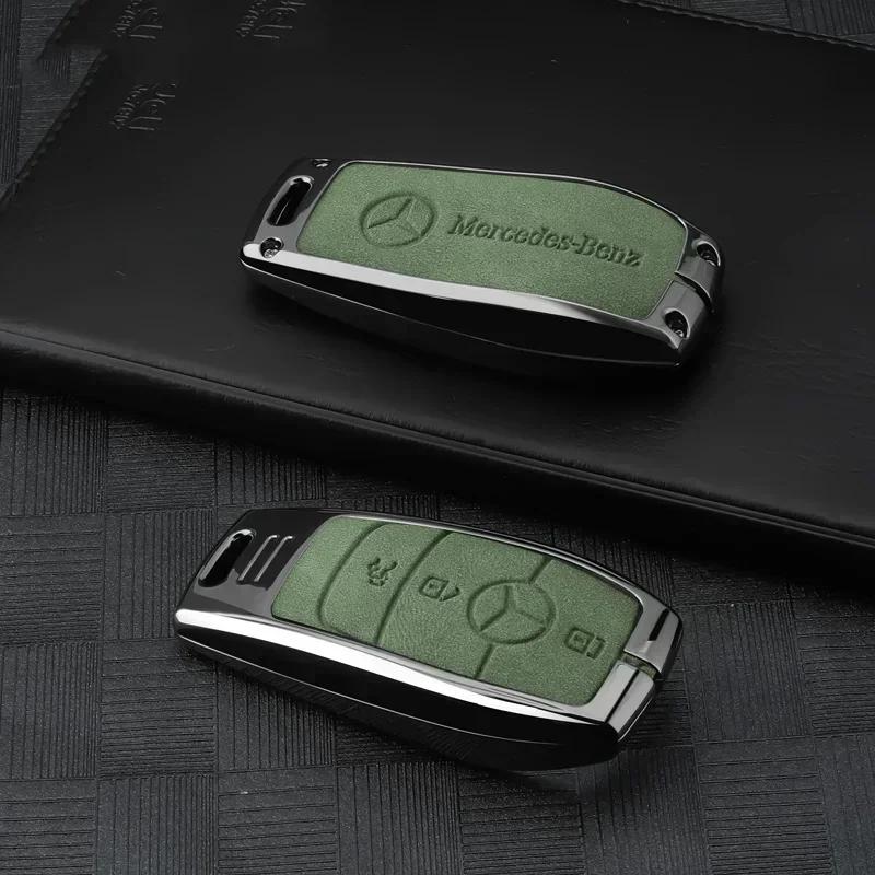 

Suede Zinc Alloy Car Key Case Cover Shell Bag For Mercedes Benz A C E S G Class GLC CLE CLA GLB GLS W177 W205 W213 W222 X167 AMG