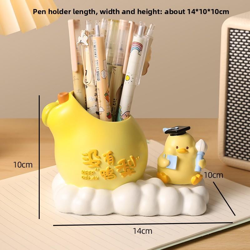 Creamy Style Un-Anxious Pen Holder - High-end, Large-capacity Storage Box - Office Desk Decorative Item
