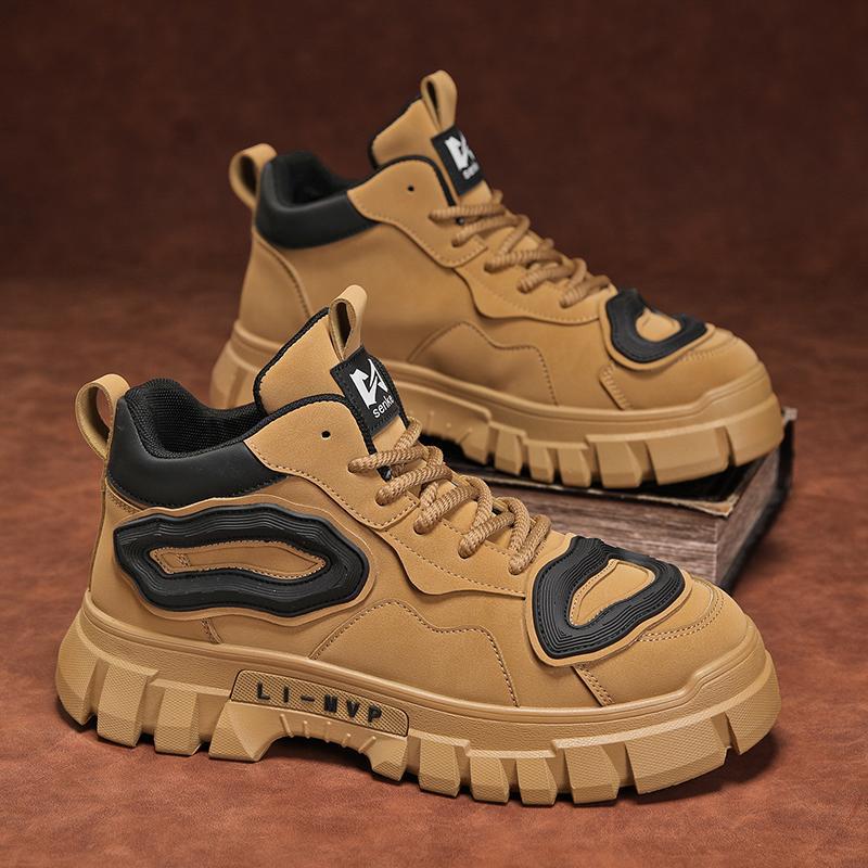 

Autumn and winter Martin boots men s British style high-top thick-soled heightening locomotive combat boots medium help mountaineering labor insurance 44