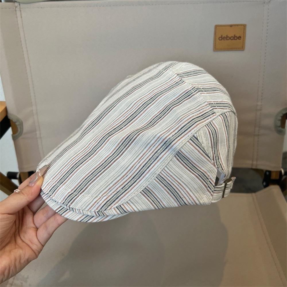 Y2k Peaked Caps Striped Painter Hat Retro Newsboy Cap  Berets