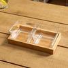 Partitioned Glass Serving Dish with Bamboo Stand