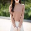 Autumn and winter new semi-turtleneck rhombus women's long-sleeved knitted sweater loose and thin pullover sweater with base