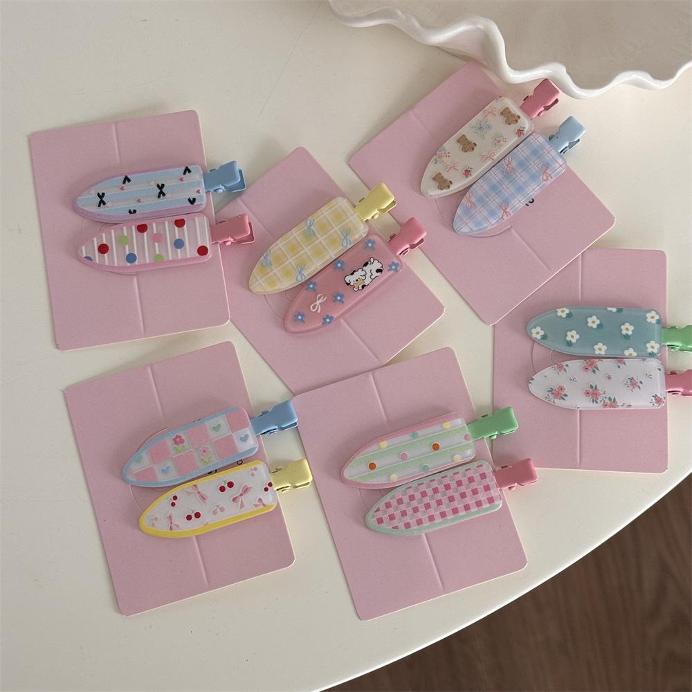 Set of 2 Cute Floral and Polka Dot Duckbill Hair Clips