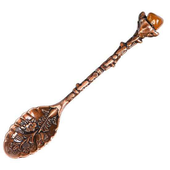 Crystal Coffee Scoop Vintage Carved Stirring Spoon Irregular Polished Stone Dessert Spoon