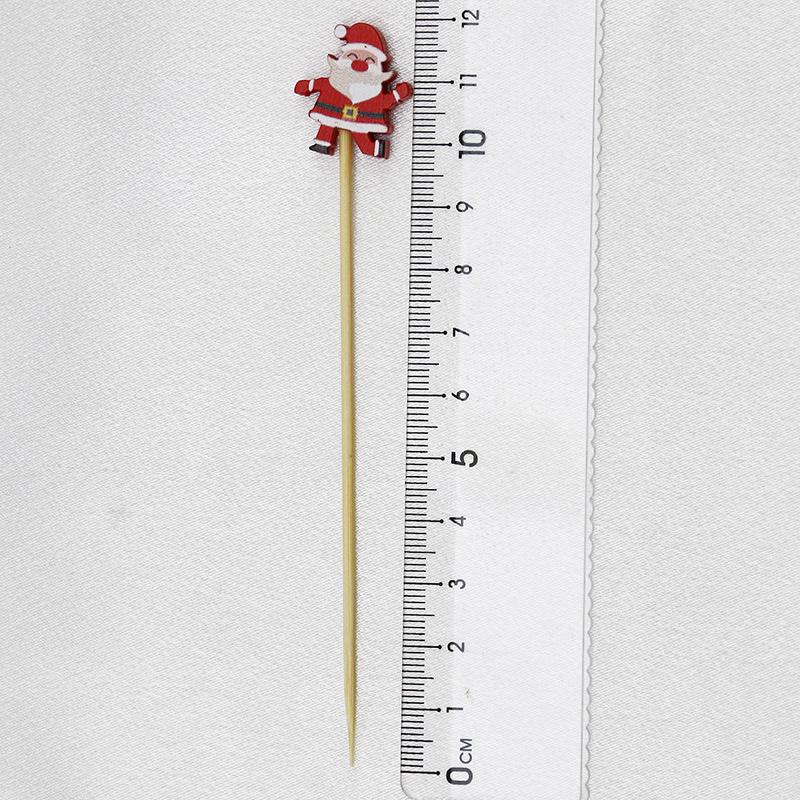 (100pcs/pack) 11.8cm Santa Claus Bamboo Skewers Disposable Toothpick Kitchen Accessories Dessert Fruit Christmas Party Wood