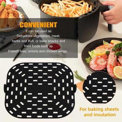 Fodera per Friggitrice ad Aria Tappetino da Forno in Silicone Quadrato Resistente al Calore Accessori per Friggitrice ad Aria Sostituzione Piastra Crisper Padella Grill Antiaderente per Friggitrice ad Aria