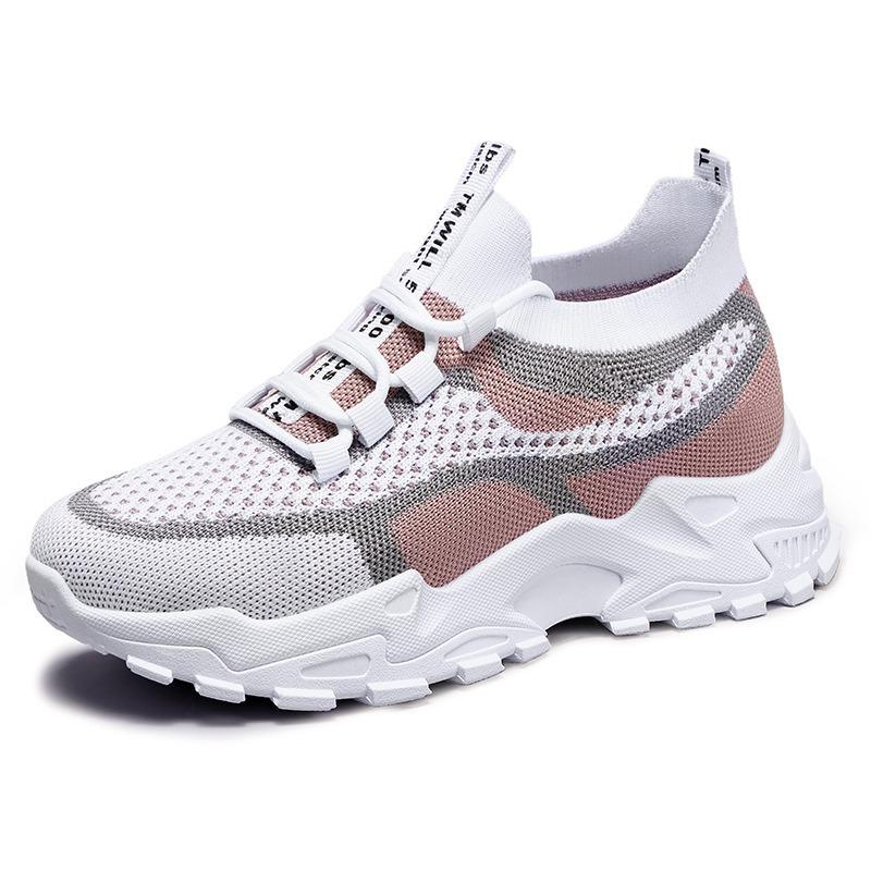 Shoes Women's Fashion Single Shoes Autumn New Casual Shoes Soft Sole Lightweight Dad Shoes Women's Shoes Flying Woven Breathable Mesh Shoes