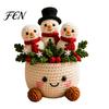 Handmade Crocheted Yarn Flowers Simulated Crochet Christmas Potted Decor, Knitted Mini Artificial Tree Flower Handcrafted Wool Pots Ornament,
