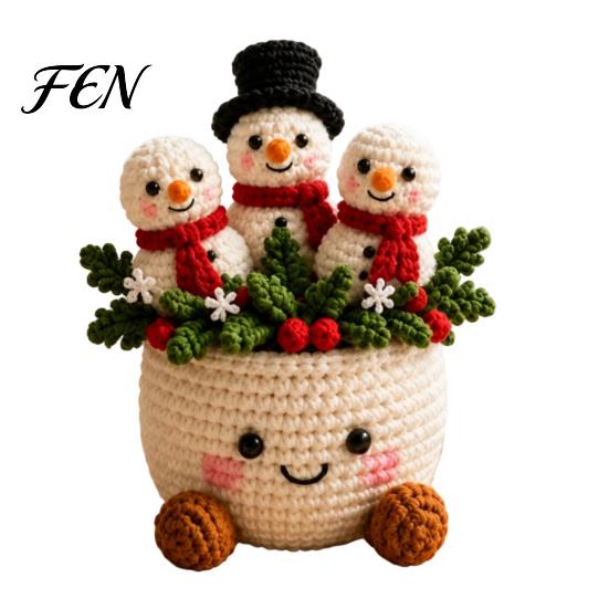 Handmade Crocheted Yarn Flowers Simulated Crochet Christmas Potted Decor, Knitted Mini Artificial Tree Flower Handcrafted Wool Pots Ornament,