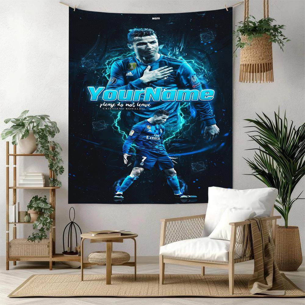 Cristiano Ronaldo Custom Your Name Wall Decor Tapestry Art For Pet Memorial Birthdaywedding Party Backdrop Family Gift