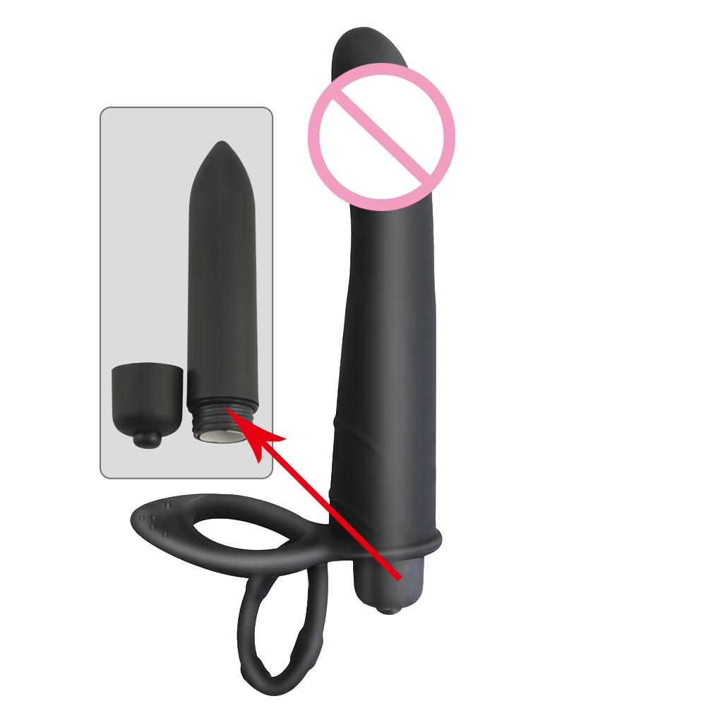Silicone Double Insertion Penis Ring Dildo Vibrator Female Male Anal Trainer Ass Plug G-spot Massage Adult Sexy Toys, Sex Toys