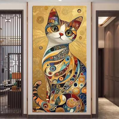DIY Diamantmalerei Bunte Katzen Große Augen Vollbohrer Diamantkunst-Kits, Mosaikstickerei, Heimwanddekoration Geschenk für Erwachsene