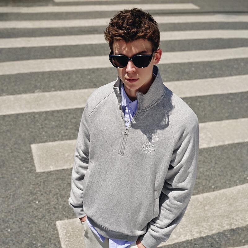 NVG·YOUNG Men's Fleece Lined Half-Zip Stand-Up Collar Sweatshirt