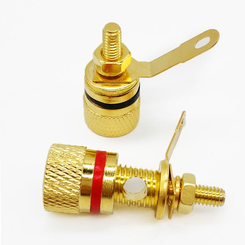 10pcs Gold-plated Pure Copper Binding Post Speaker Amplifier Terminal 4MM Banana Plug Socket DIY Audio Plugs Jack Connectors