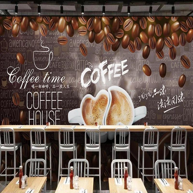 3d Retro Wall Mural Hand Drawn Coffee Decorative Wallpaper Restaurant Cafe Background Wall Paper