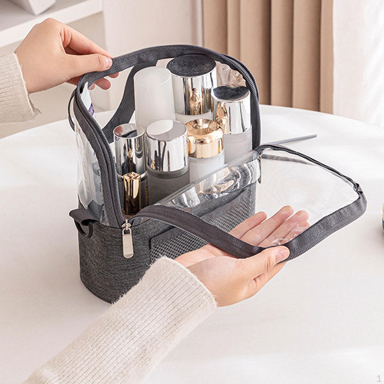 

Прозрачная косметичка Прозрачный органайзер для косметики Профессиональный кейс для косметики серый