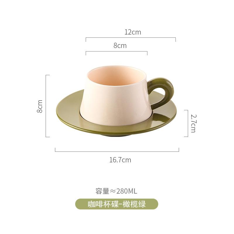 Creative Macaron-colored Ceramic Coffee Cup Saucer Set Exquisite Breakfast Bread Milk Cup Set Modern Ladies' Teacup Couple's Mug