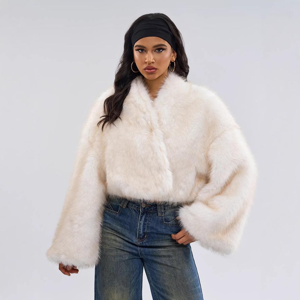 European and American imitation fur short women's ethnic retro jacket large long-sleeved dyed tip top European and American style