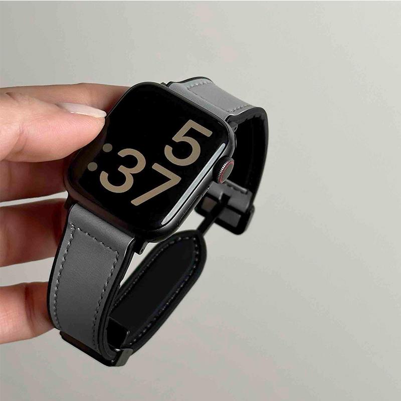 Leather+Silicone Strap For Apple Watch Band Ultra 49mm 44mm 45mm 41mm 46mm 40mm 42mm Magnetic Bracelet iwatch Series 2028