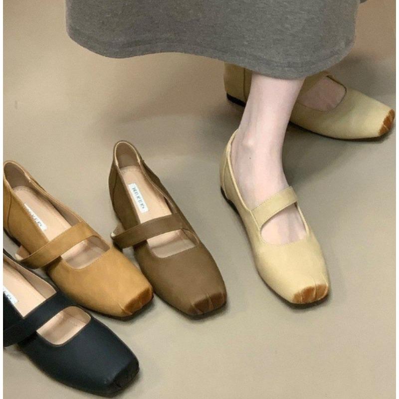 New Women's Square Toe Women Ballet Flats Shoes Shallow Elastic Band Autumn Ladies Comfort Soft Sole Ballerina Shoes