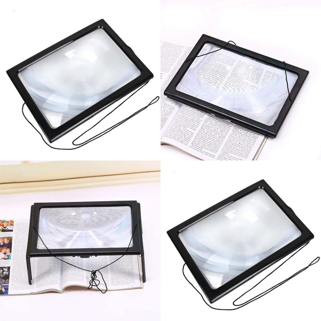 Foldable Portable A4 Rectangular 3x Reading Magnifying Glass With Led Light For Elderly Reading Gift