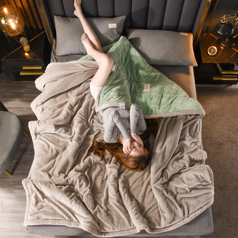 AB Version Milk Velvet Multifunctional Winter Shawl and Blanket - Thick, Warm, Double-Sided Velvet