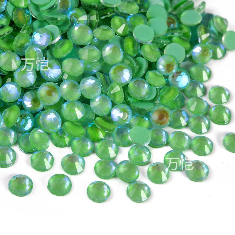 Grüner Diamant-Nagelbohrer mit flachem Boden, Glaskristall mit silbernem Boden, Handyhüllen-Zubehör, Aufkleber, Diamant, DIY-Strass-Schmuckzubehör