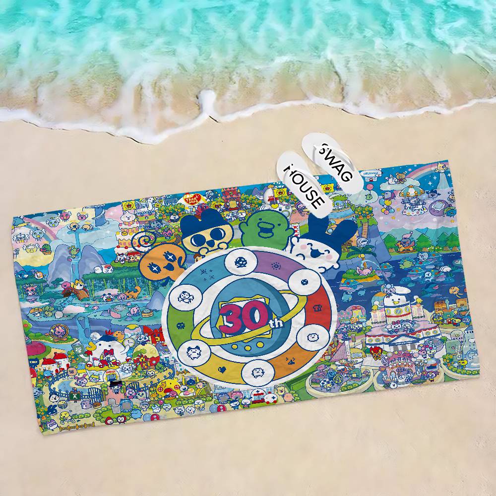 Tamagotchi Cut Friend Big Microfiber Beach Towels Quick Dry Towel Sand Beach Towels Pool Towel for Travel Swim Pool Yoga