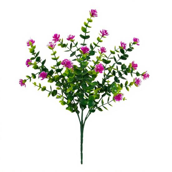 Artificial Camellia Flower with Eucalyptus Leaves 7 Fork Fake Flower with Stem UV Resistant Faux Bloom Indoor Outdoor Wedding Party Decoration