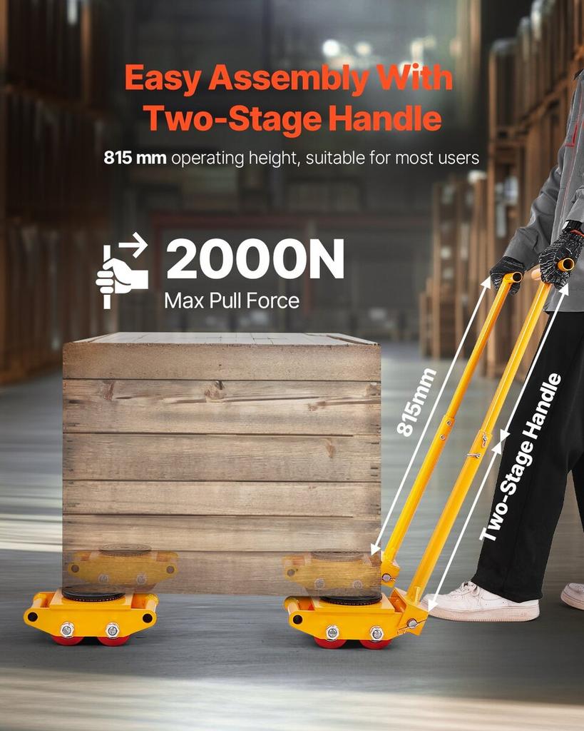 Carrello per Macchinari 13228 lbs 6T Carrello Dolly per Macchinari con Maniglia Rotazione 360°