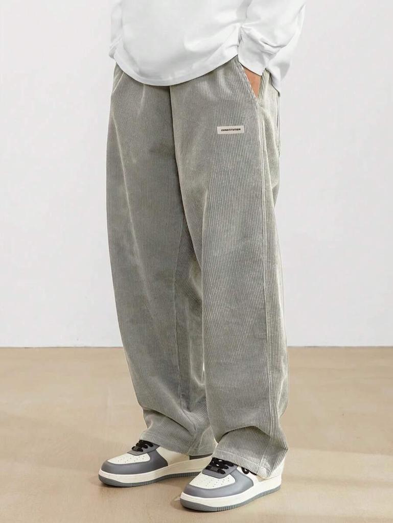 Men's Japanese Style Wide-Leg Cargo Pants - Autumn/Winter Solid Color Fashion