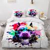 Graffiti Dogs Duvet Cover Set, Colorful Pets Bedding Set 2 Pcs Quilt Cover With Zipper Closur, Microfiber Comforter Cover Set