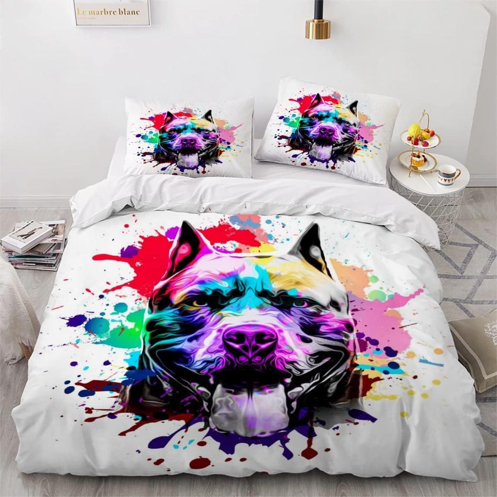 Graffiti Dogs Duvet Cover Set, Colorful Pets Bedding Set 2 Pcs Quilt Cover With Zipper Closur, Microfiber Comforter Cover Set