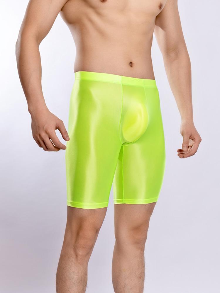Sexy pánské saténové hladké boxerky Gym legíny Cukrová barva Spodní prádlo Šortky Kalhotky Vysoká elasticita Fitness kalhoty Tvarovací prádlo