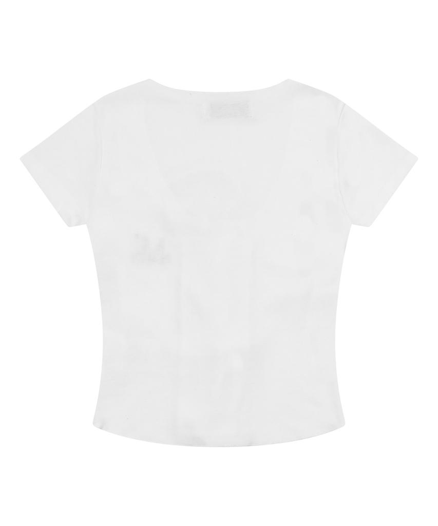 Mucent Luque Eyelet Lace-Up Corset Rolled Short Sleeve Tee (2 Colors)