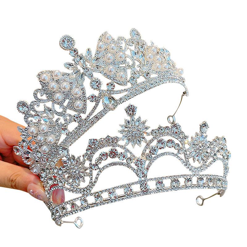 High-End Crown Headgear Princess Children'S Light Luxury Crystal Crown Birthday Gift Girls June 1 Performance Crown Hair Accessories