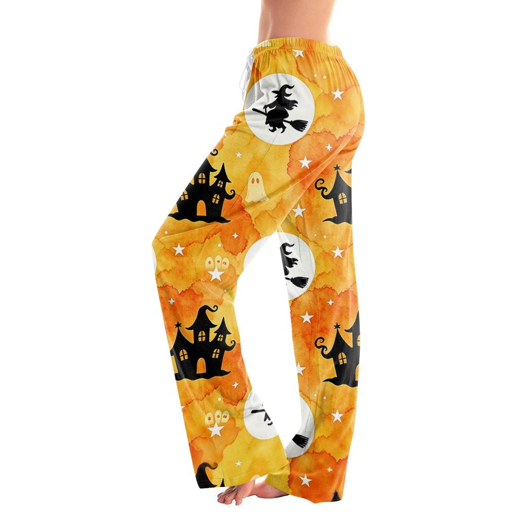 Women's Halloween Print Drawstring Pajama Pants - Soft Casual Sleep Pants with Fun Printed Pattern, Comfy Bottoms for Women, Relaxed Fit