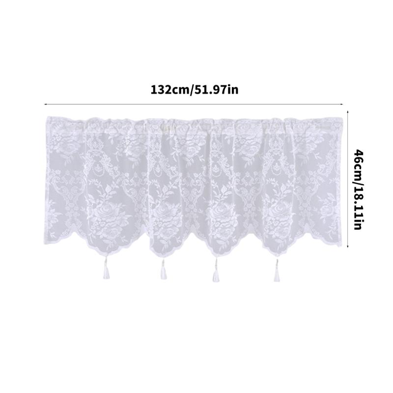 Polyester Lace Window Curtain Elegant Tasseled Lace Weaving Designing Curtains to Any Space Decoration Short Drape