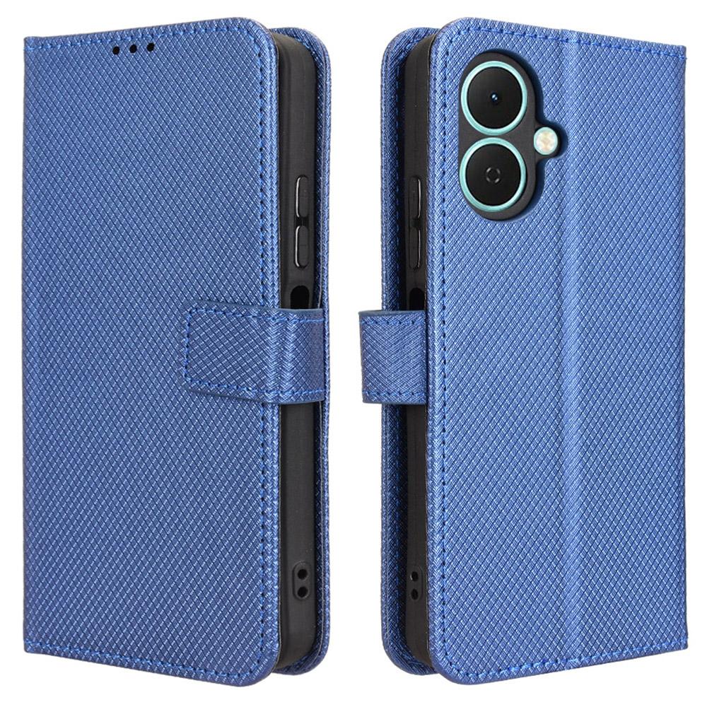 For TECNO Spark Go 2 4G/KM4 Leather Wallet Case with Strap Diamond Texture Phone Cover